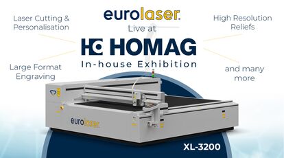 eurolaser präsentiert live auf der HOMAG In-house Exhibition Schweiz das Laserschneiden und die Lasergravur von Holz und MDF mit hoher Präzision und Effizienz
